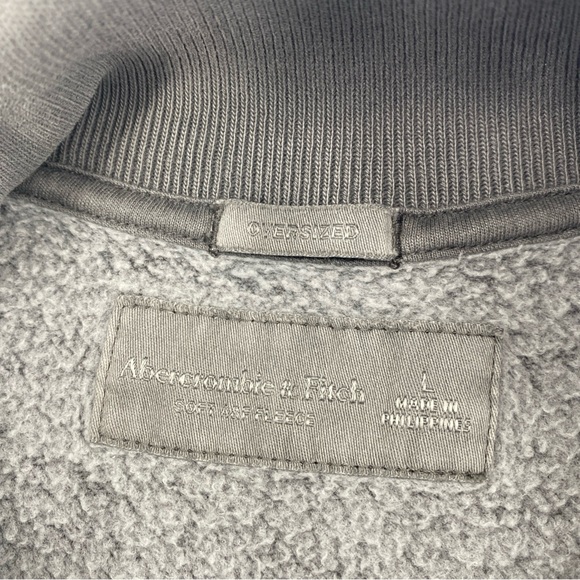 Abercrombie Fitch Sweatshirt Mens Large Gray Oversized Fleece Funnel Neck Casual - Picture 4 of 10
